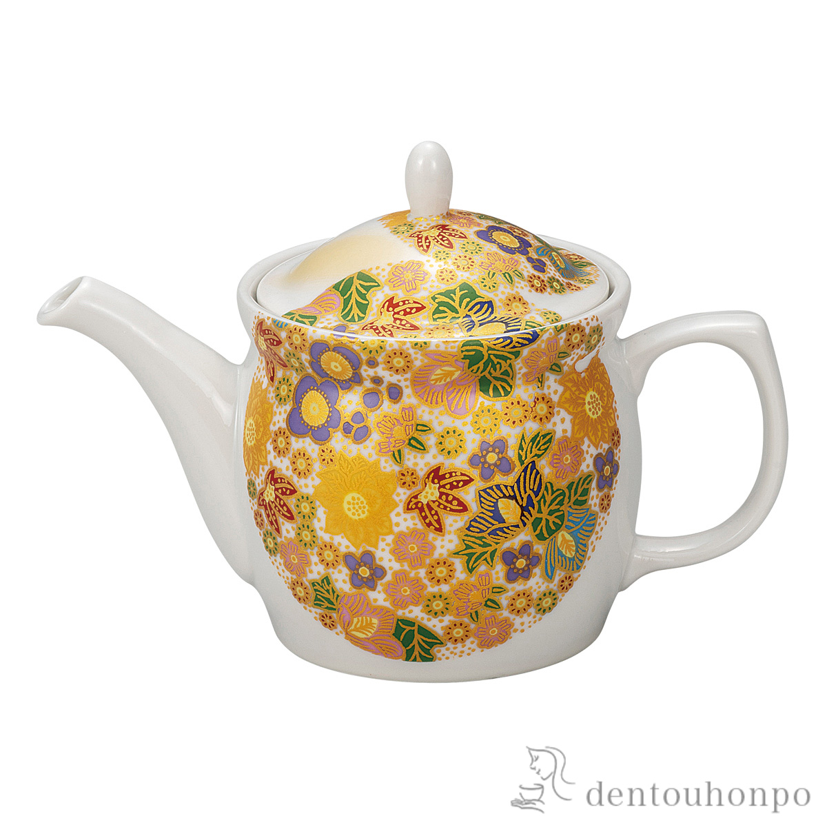 ポット急須 花詰 茶こし網付≪在庫確認後、通常即日で出荷≫ ( ティーポット お茶 煎茶 日本茶 おすすめ 九谷焼 )