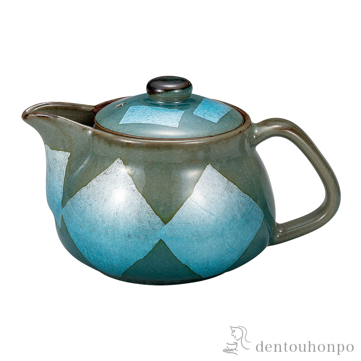 ポット急須 銀彩 竜彩 水色 茶こし網付≪在庫確認後、通常即日で出荷≫ ( ティーポット お茶 煎茶 日本茶 おすすめ 九谷焼 )