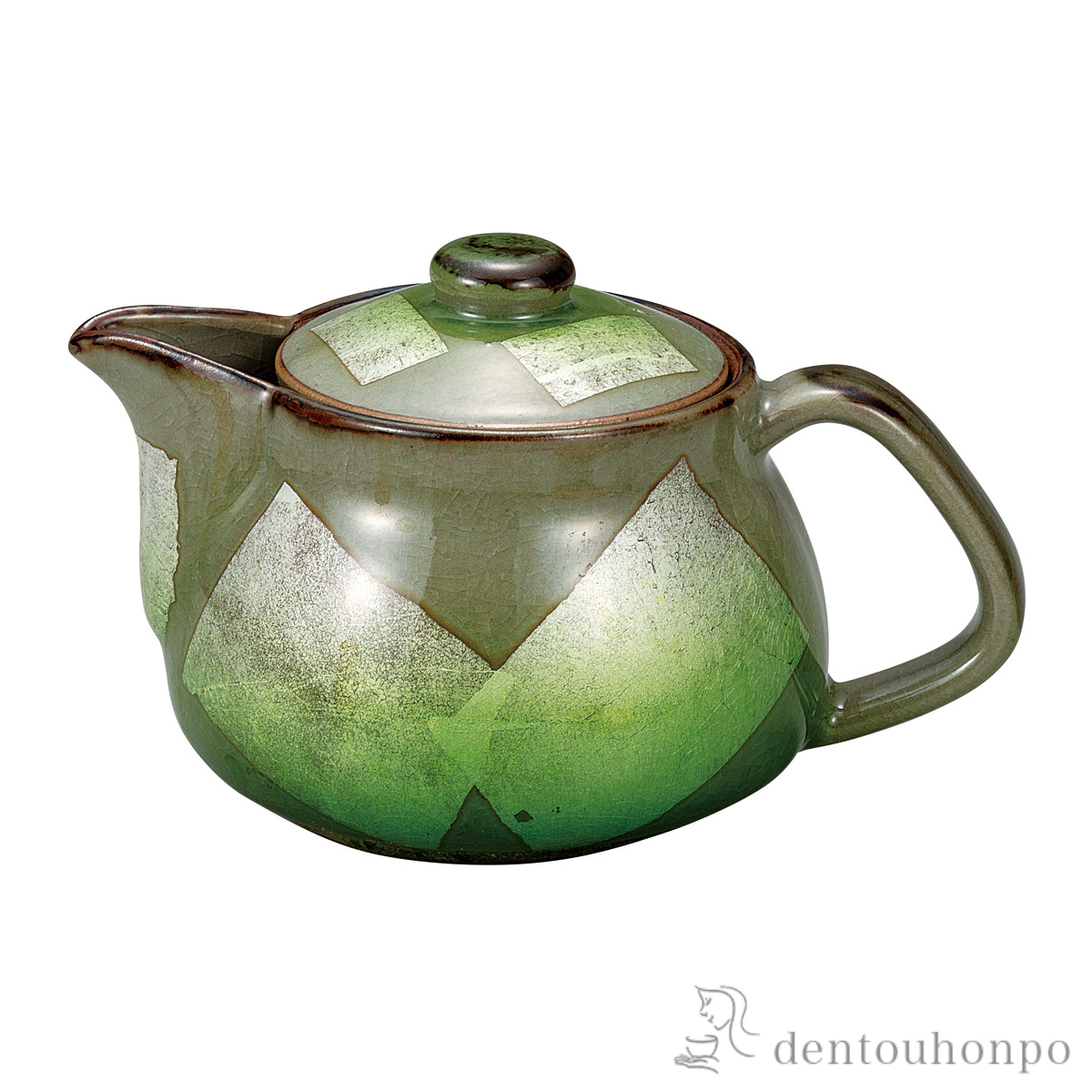 ポット急須 銀彩 竜彩 ひわ 茶こし網付≪在庫確認後、通常即日で出荷≫ ( ティーポット お茶 煎茶 日本茶 おすすめ 九谷焼 )