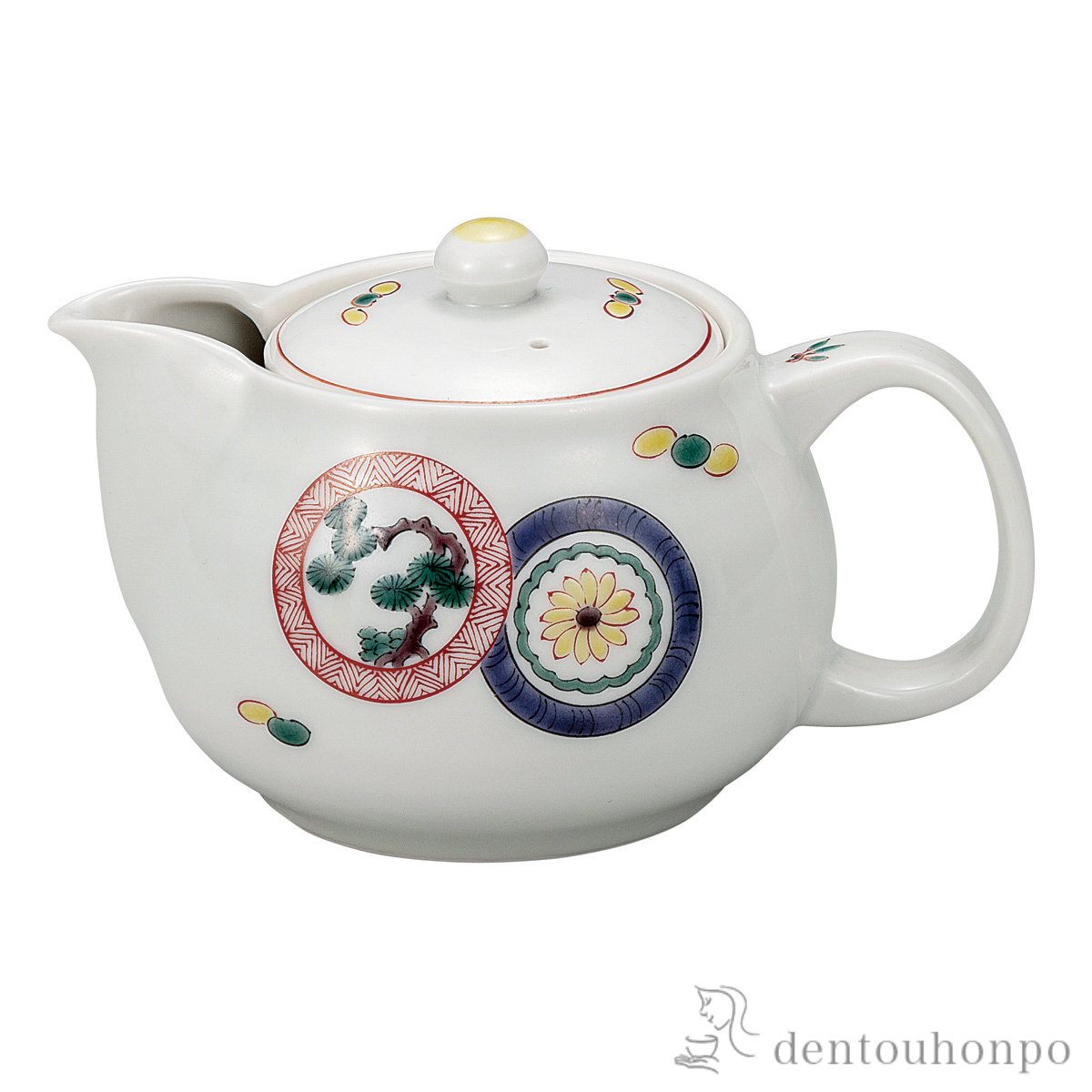 ポット急須 丸文 茶こし網付≪在庫確認後、通常即日で出荷≫ ( ティーポット お茶 煎茶 日本茶 おすすめ 九谷焼 )