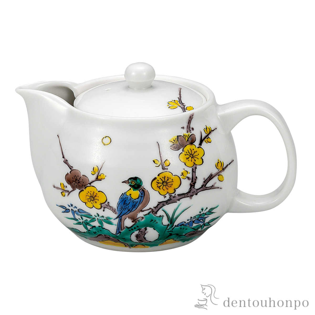 【送料無料】ポット急須 古九谷花鳥 茶こし網付≪在庫確認後、通常即日で出荷≫ ( ティーポット お茶 煎茶 日本茶 おすすめ 九谷焼 )