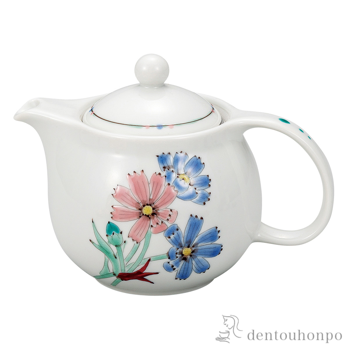 【送料無料】ポット急須 コスモス 茶こし網付≪在庫確認後、通常即日で出荷≫ ( ティーポット お茶 煎茶 日本茶 おすすめ 九谷焼 )