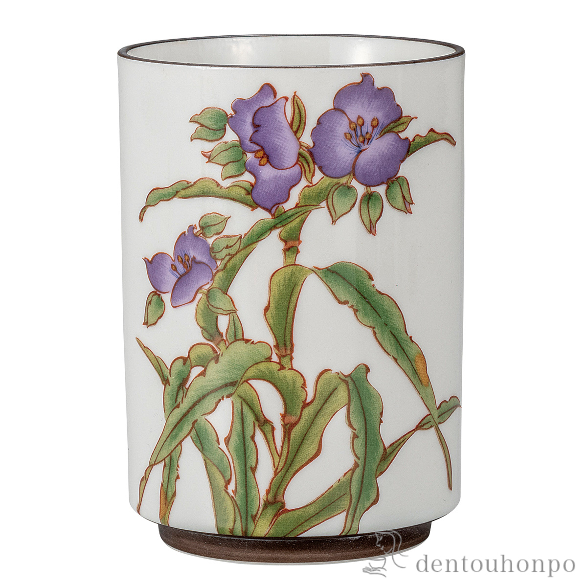 大湯呑 紫露草≪在庫確認後、通常即日で出荷≫ ( 湯のみ ゆのみ 湯飲み カップ プレゼント 九谷焼 )