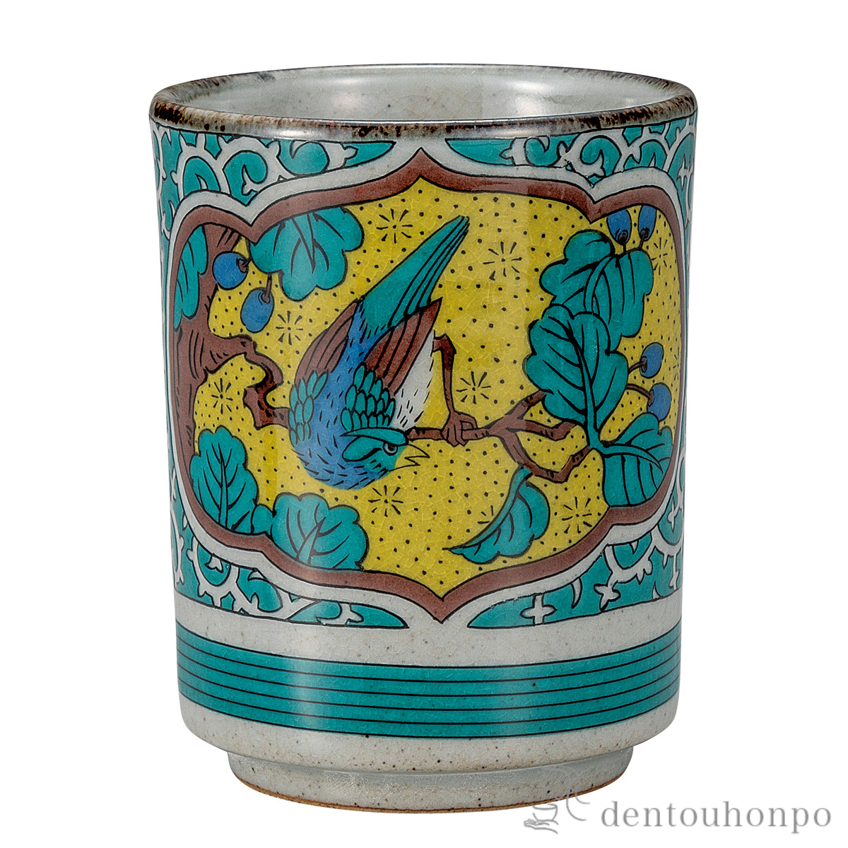 【送料無料】大湯呑 古九谷花鳥≪在庫確認後、通常即日で出荷≫ ( 湯のみ ゆのみ 湯飲み カップ プレゼント 九谷焼 )