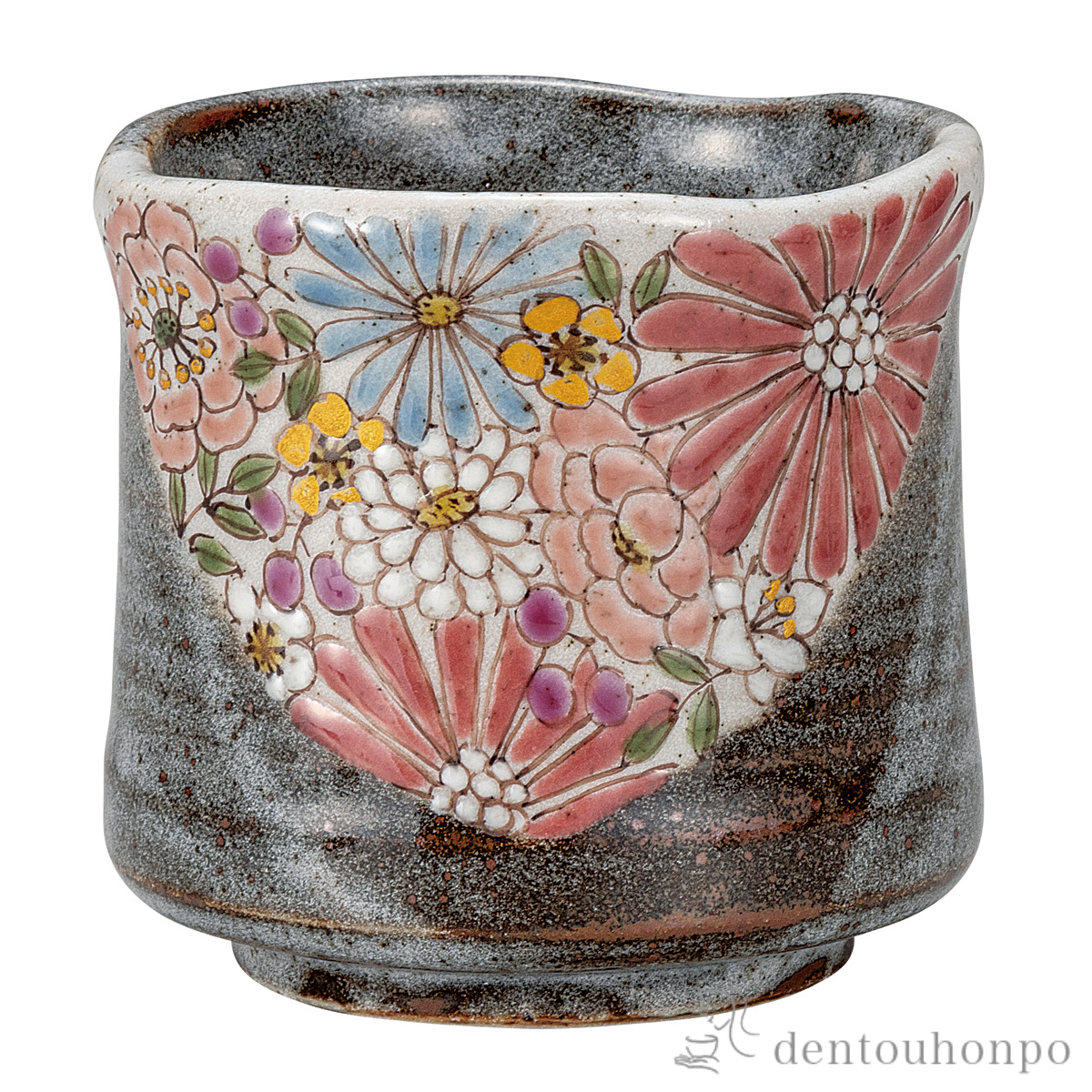 【送料無料】湯呑 華詰 赤 色絵 遊≪注文後に商品取り寄せ、後日納期連絡致します≫ ( 退職祝い 定年 上司 父 母 男性 女性 先輩 湯のみ ゆのみ 湯飲み カップ プレゼント 九谷焼 )