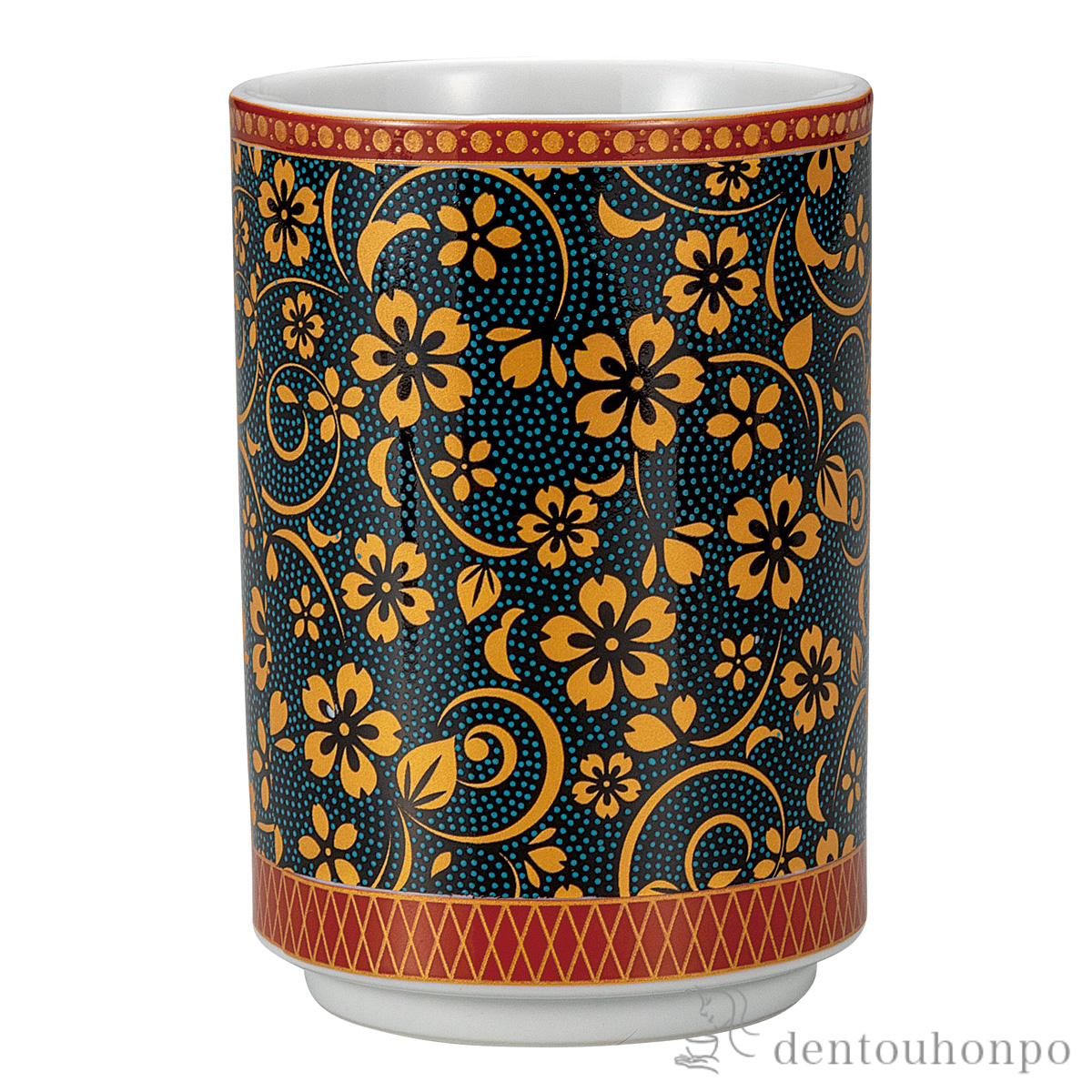 【送料無料】大湯呑 青粒桜≪在庫確認後、通常即日で出荷≫ ( 湯のみ ゆのみ 湯飲み カップ プレゼント 九谷焼 )