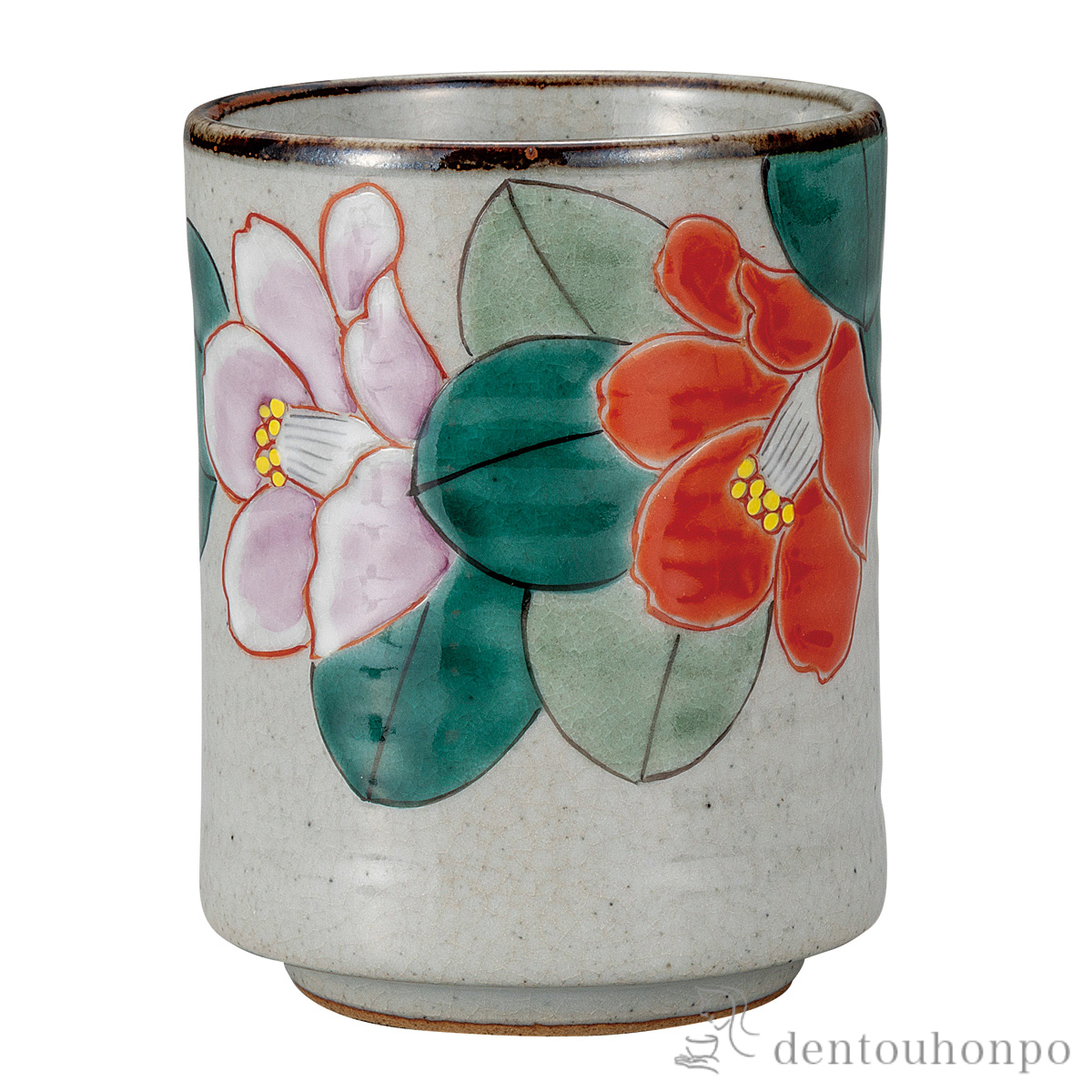 湯呑 紅白椿≪在庫確認後、通常即日で出荷≫ ( 湯のみ ゆのみ 湯飲み カップ プレゼント 九谷焼 )