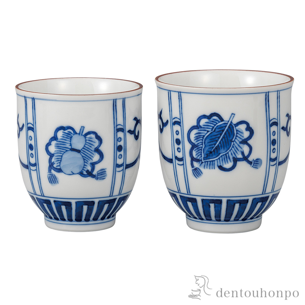 組湯呑 染付宝尽くし≪在庫確認後、通常即日で出荷≫ ( 湯呑み 湯のみ セット 湯飲み おすすめ 九谷焼 )