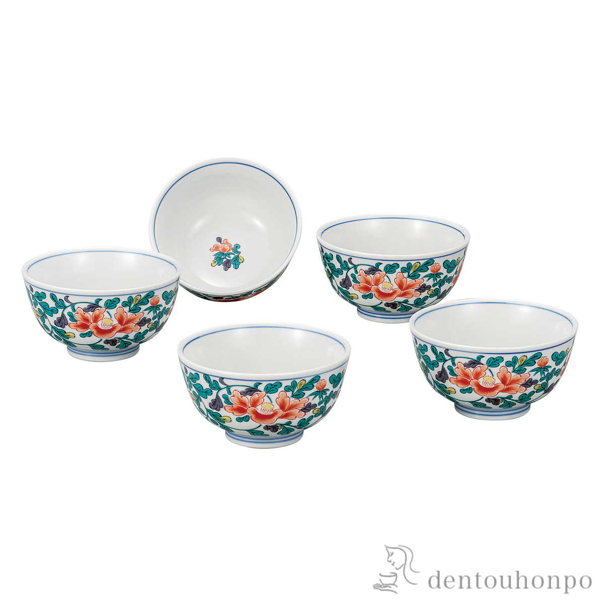 【送料無料】汲出揃 牡丹唐草≪在庫確認後、通常即日で出荷≫ ( 茶器セット 急須 湯呑み 日本茶 中国茶 九谷焼 )