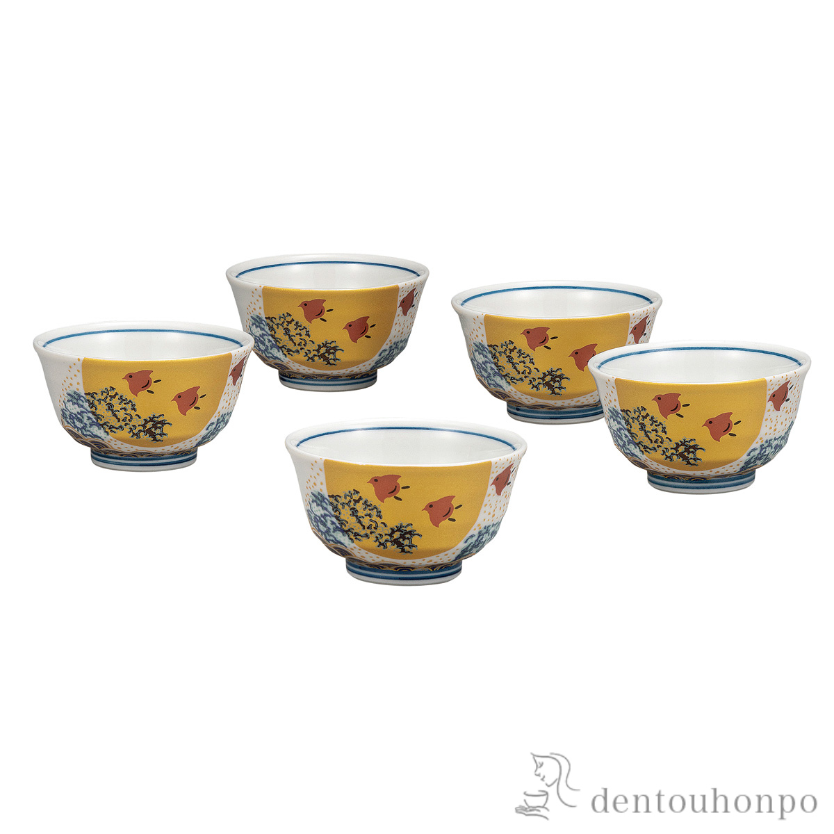 【送料無料】汲出揃 波千鳥≪在庫確認後、通常即日で出荷≫ ( 茶器セット 急須 湯呑み 日本茶 中国茶 九谷焼 )