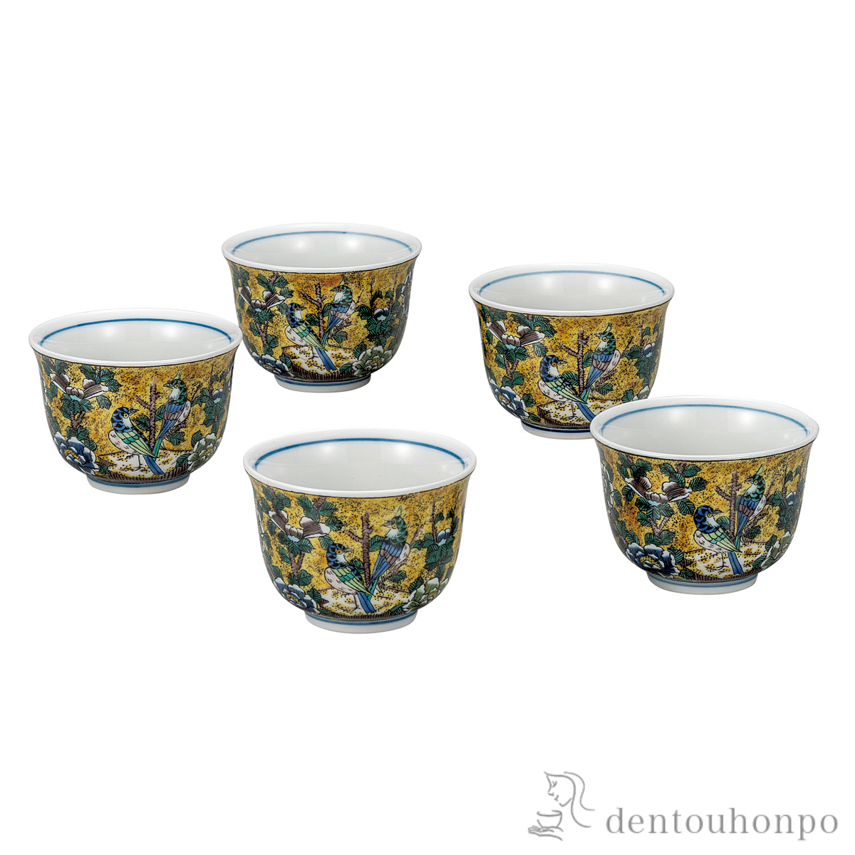 【送料無料】汲出揃 吉田屋花鳥≪在庫確認後、通常即日で出荷≫ ( 茶器セット 急須 湯呑み 日本茶 中国茶 九谷焼 )