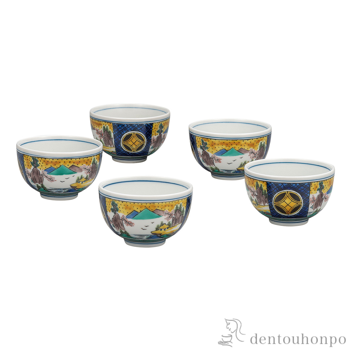 【送料無料】汲出揃 割取山水≪在庫確認後、通常即日で出荷≫ ( 茶器セット 急須 湯呑み 日本茶 中国茶 九谷焼 )