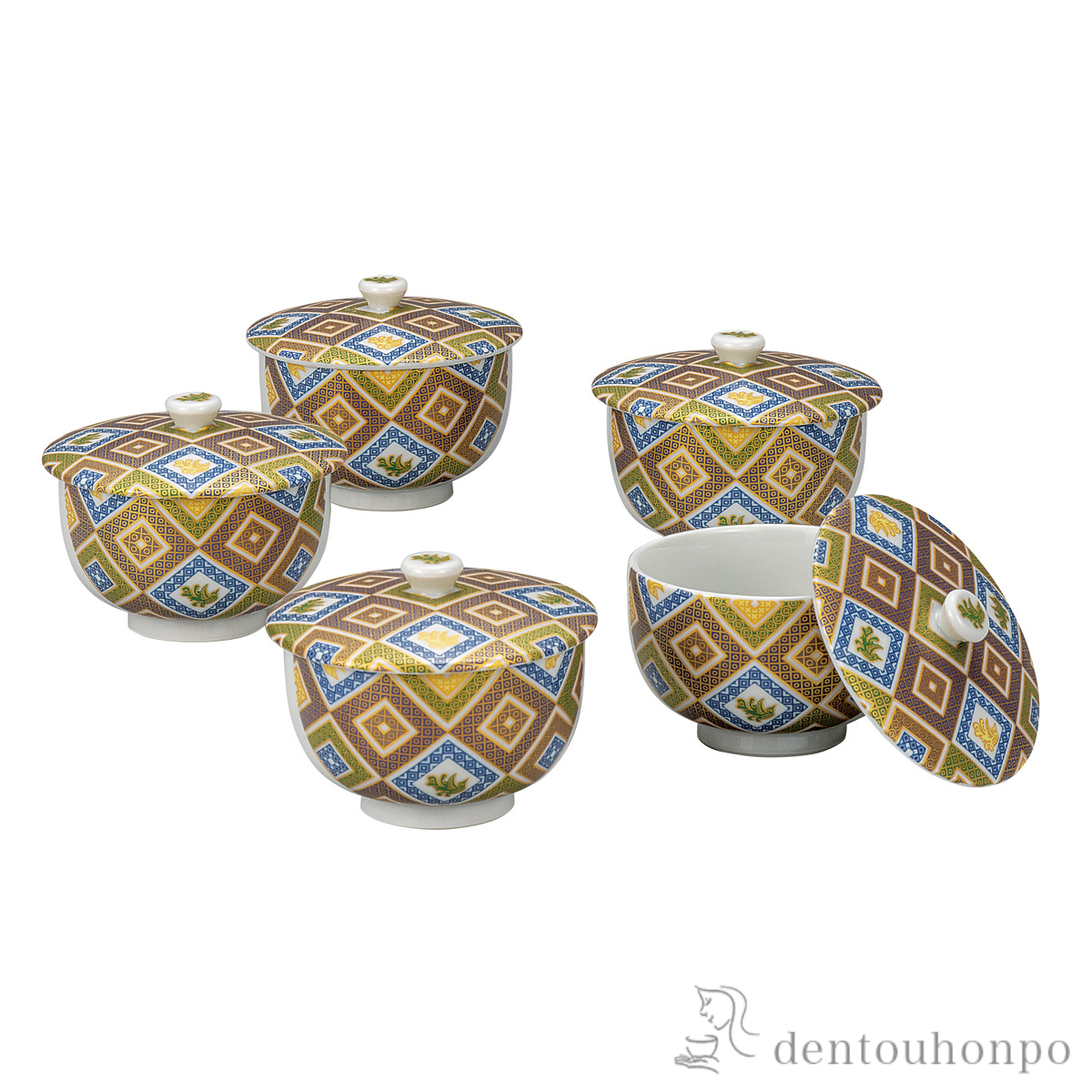 【送料無料】蓋付汲出揃 金彩石畳≪在庫確認後、通常即日で出荷≫ ( 茶器セット 急須 湯呑み 日本茶 中国茶 九谷焼 )