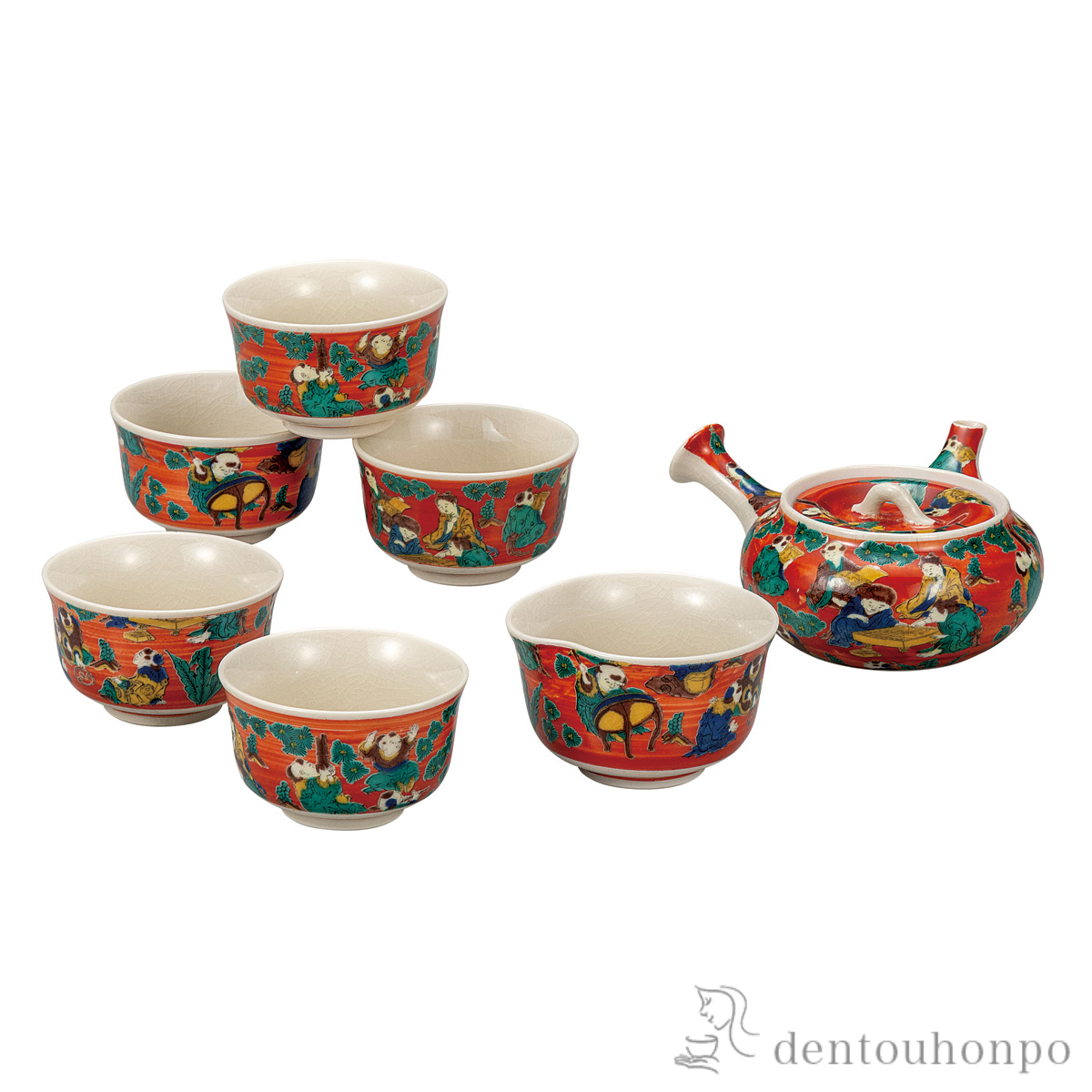 【送料無料】煎茶器セット 木米≪在庫確認後、通常即日で出荷≫ ( 茶器セット 急須 湯呑み 日本茶 中国茶 九谷焼 )