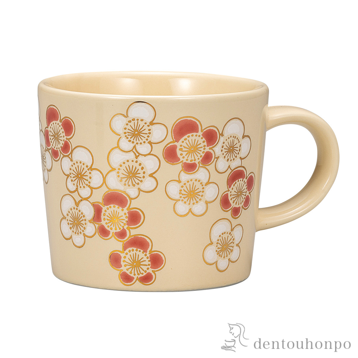 【送料無料】マグカップ アイボリー 梅≪在庫確認後、通常即日で出荷≫ ( プレゼント デザイン マグ オリジナル タンブラー 九谷焼 )