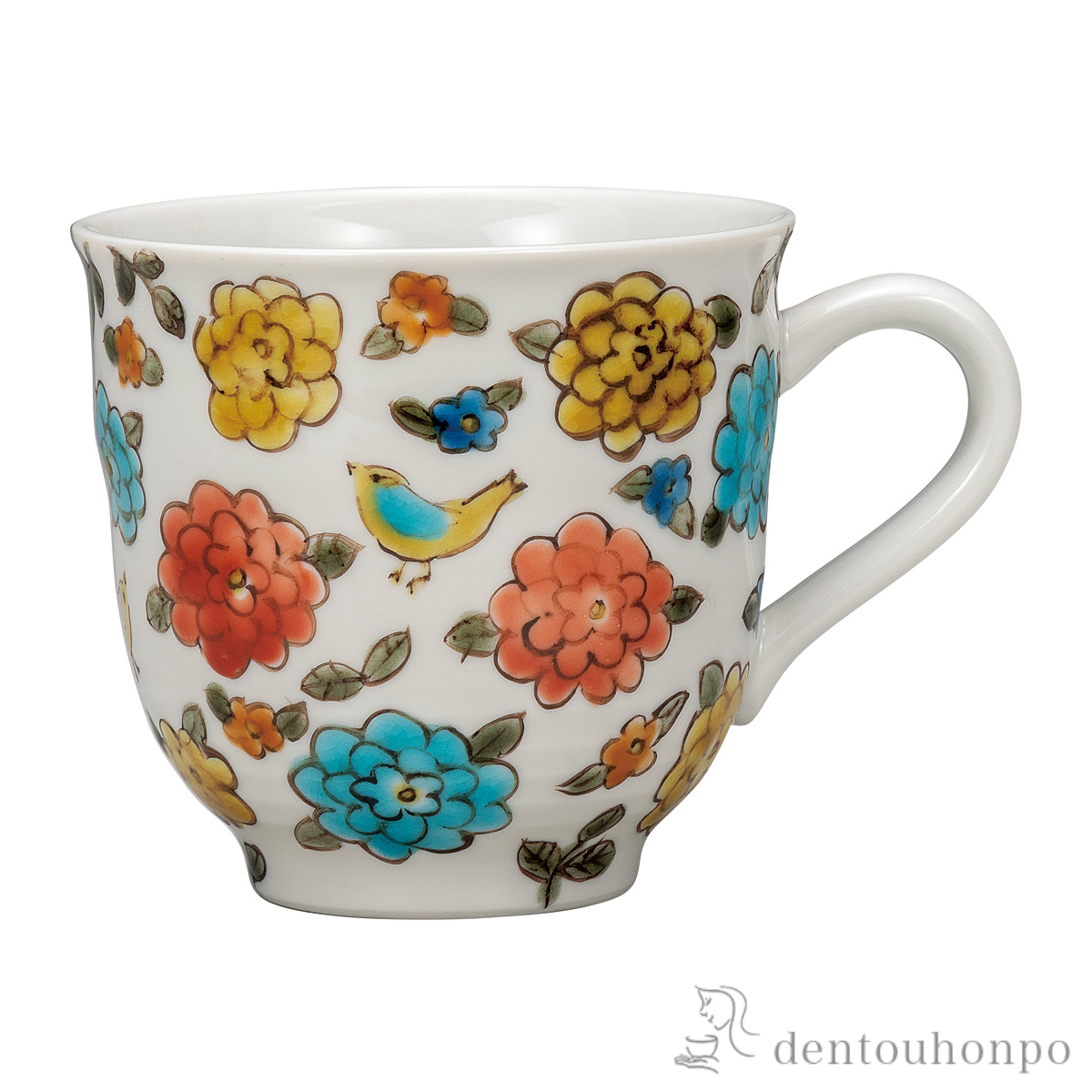 【送料無料】マグカップ 小鳥とマリーゴールド≪在庫確認後、通常即日で出荷≫ ( プレゼント デザイン マグ オリジナル タンブラー 九谷焼 )