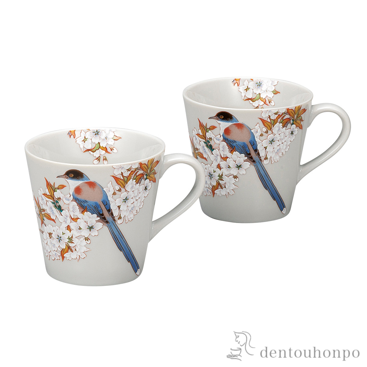 【送料無料】ペアマグカップ 山桜に鳥≪在庫確認後、通常即日で出荷≫ ( プレゼント デザイン マグ オリジナル タンブラー 九谷焼 )