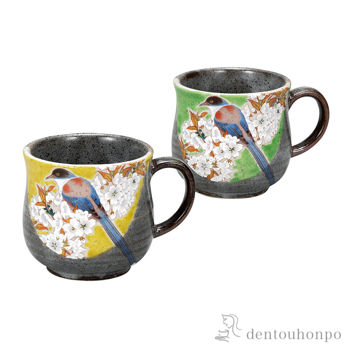 ペアマグカップ 山桜に鳥≪在庫確認後、通常即日で出荷≫ ( プレゼント デザイン マグ オリジナル タンブラー 九谷焼 )