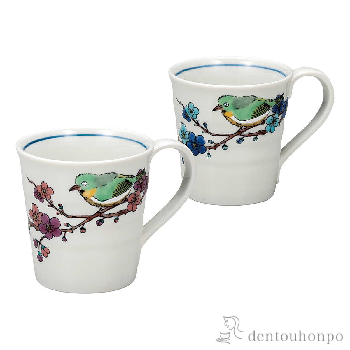ペアマグカップ めじろに梅≪在庫確認後、通常即日で出荷≫ ( プレゼント デザイン マグ オリジナル タンブラー 九谷焼 )