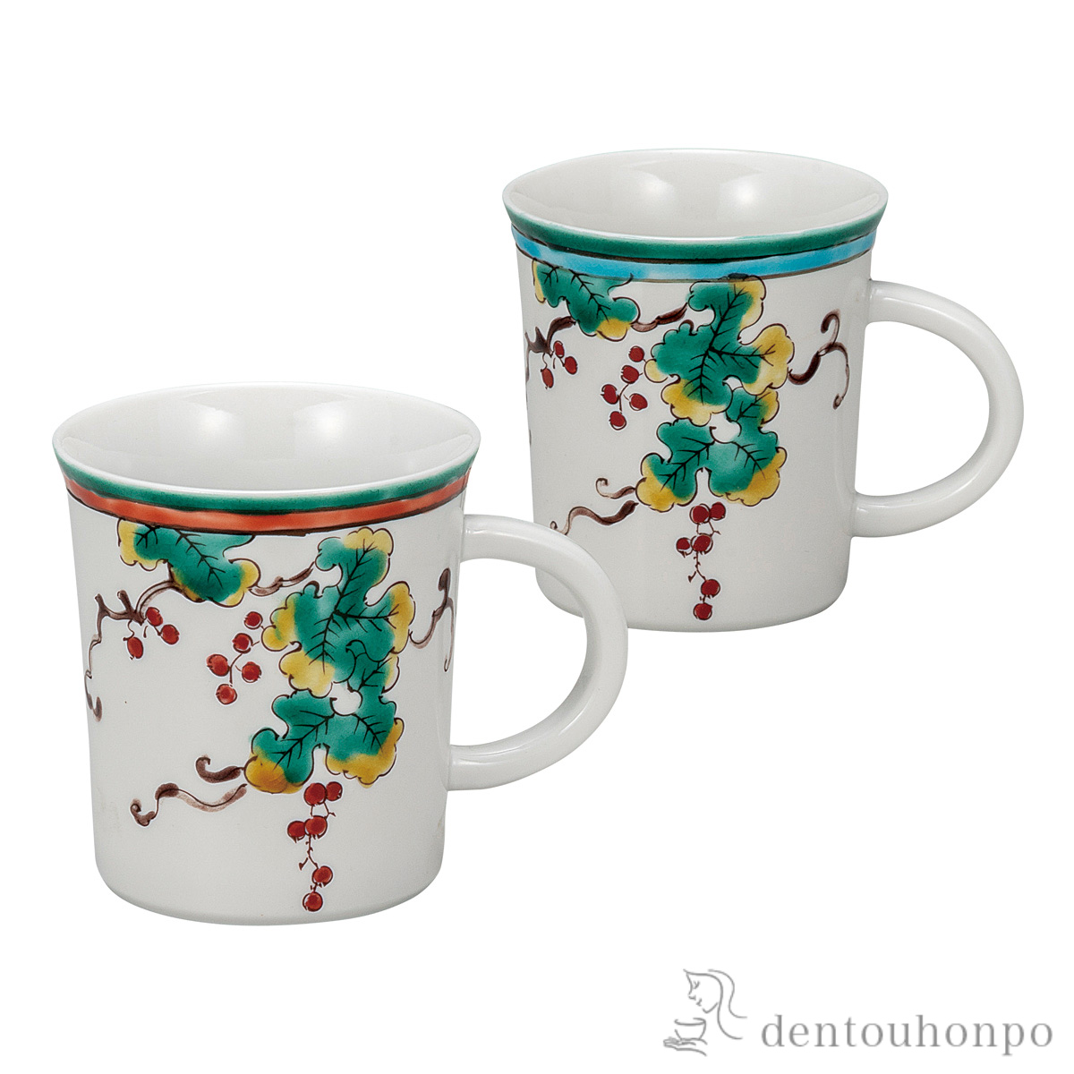 【送料無料】ペアマグカップ ぶどう紋≪在庫確認後、通常即日で出荷≫ ( プレゼント デザイン マグ オリジナル タンブラー 九谷焼 )