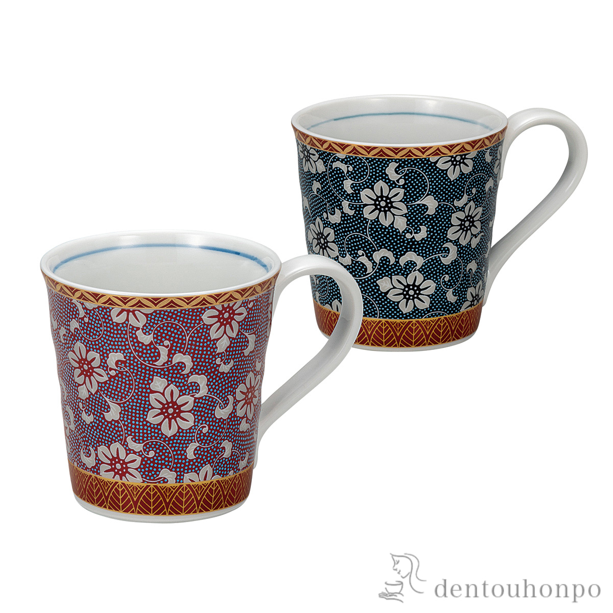 【送料無料】ペアマグカップ 鉄仙文≪在庫確認後、通常即日で出荷≫ ( プレゼント デザイン マグ オリジナル タンブラー 九谷焼 )