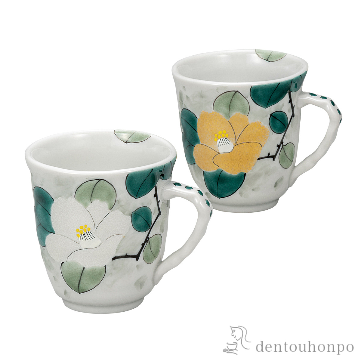 【送料無料】ペアマグカップ 金銀彩椿≪在庫確認後、通常即日で出荷≫ ( プレゼント デザイン マグ オリジナル タンブラー 九谷焼 )