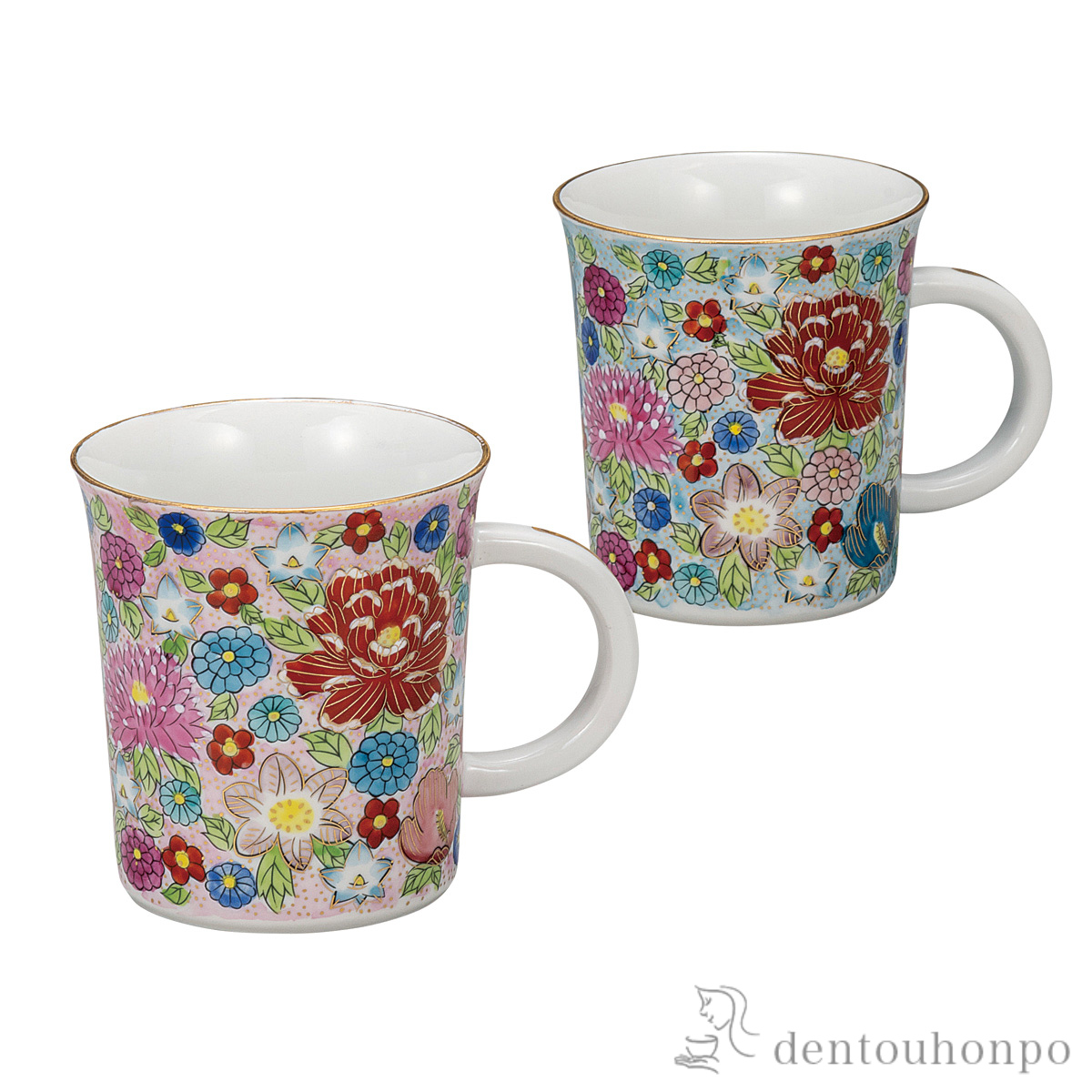 【送料無料】ペアマグカップ 本金花詰≪在庫確認後、通常即日で出荷≫ ( プレゼント デザイン マグ オリジナル タンブラー 九谷焼 )