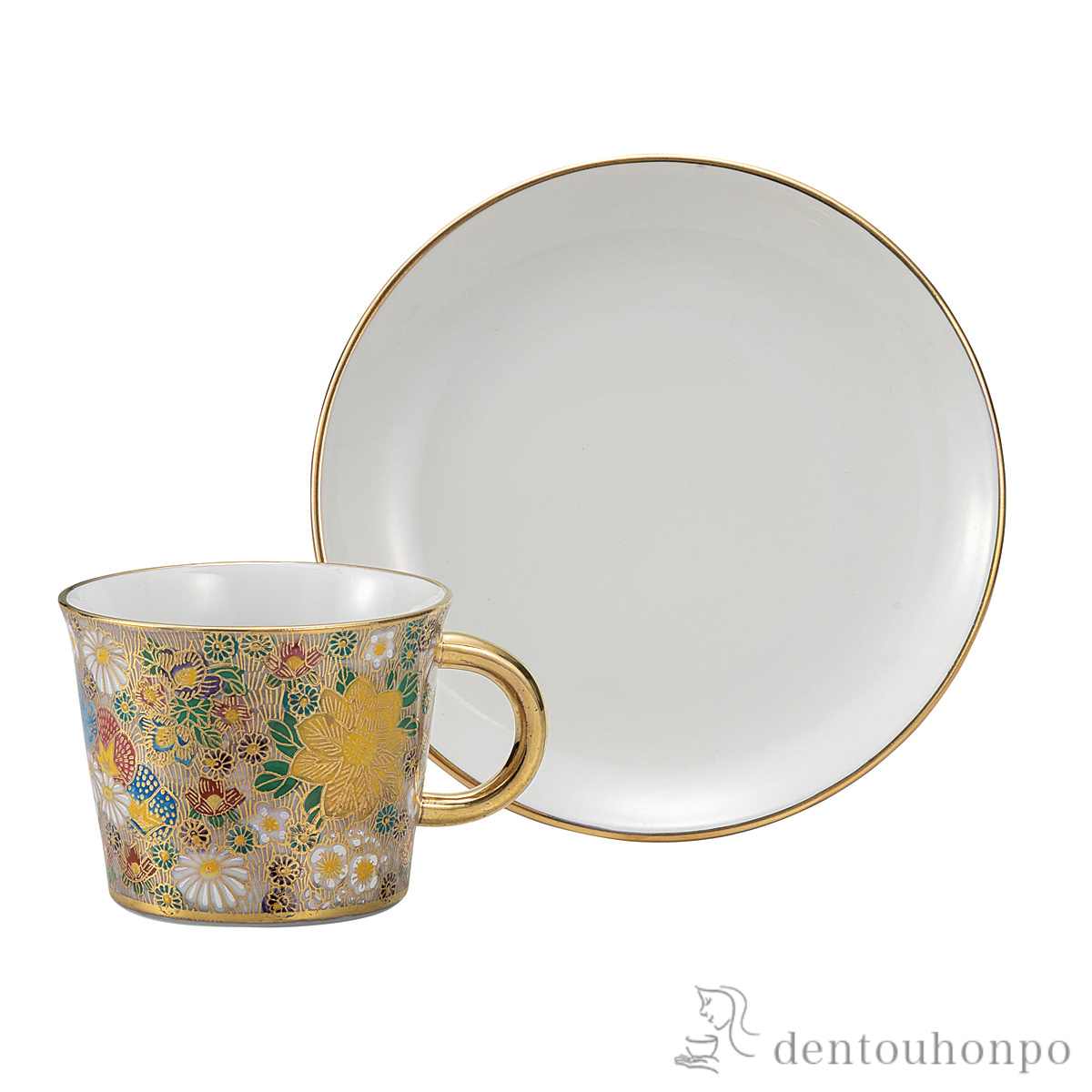 【送料無料】カップ＆ソーサー 本金花詰≪在庫確認後、通常即日で出荷≫ ( セット ソーサー ティーカップ 美味しい おすすめ 九谷焼 )