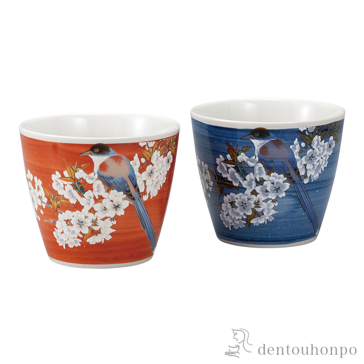 ペア焼酎カップ 山桜に鳥≪在庫確認後、通常即日で出荷≫ ( 焼酎カップ ビールカップ 保温 保冷 人気 九谷焼 )