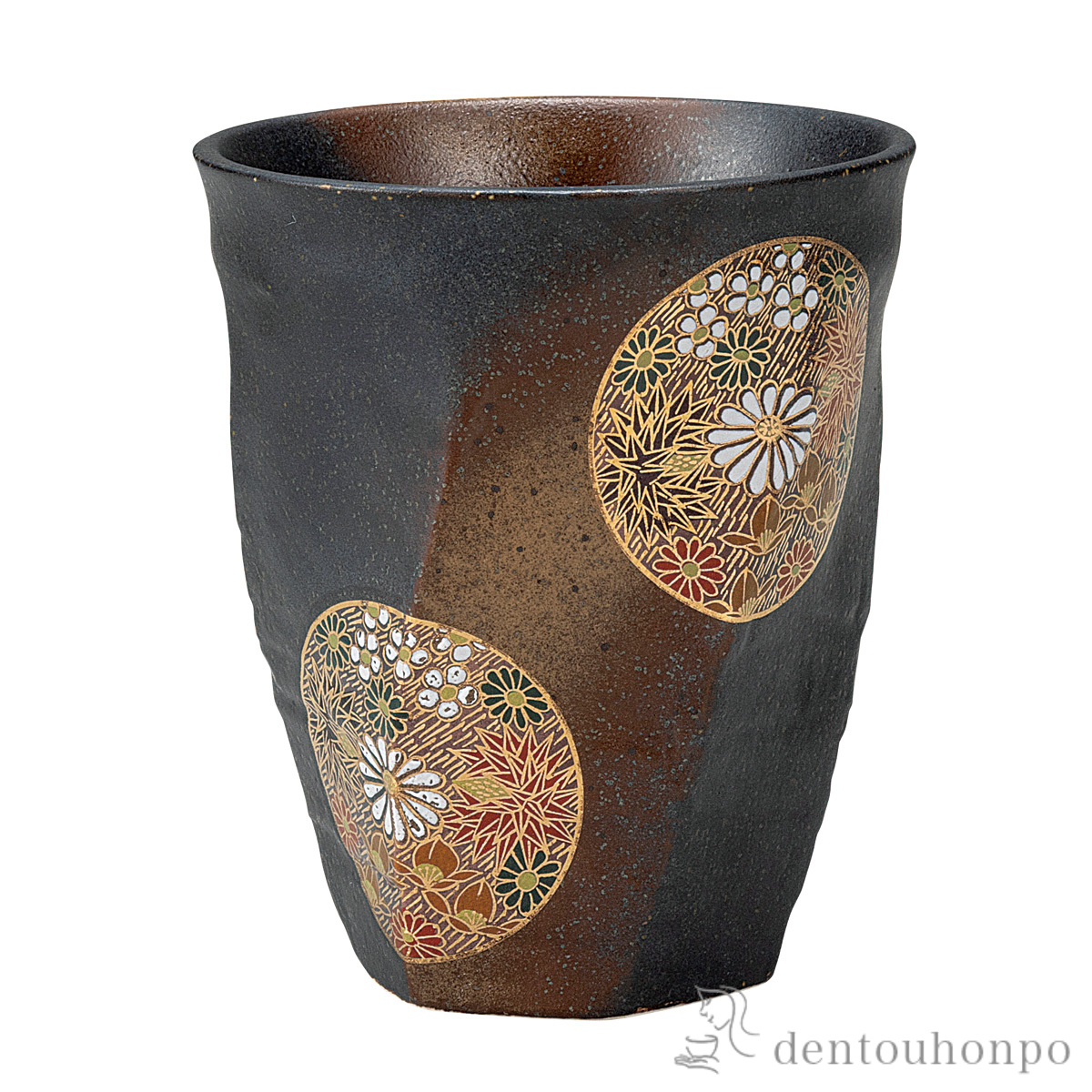 フリ−カップ 丸紋金花詰≪在庫確認後、通常即日で出荷≫ ( 焼酎グラス ビアカップ ビールグラス フリーカップ グラス 九谷焼 )