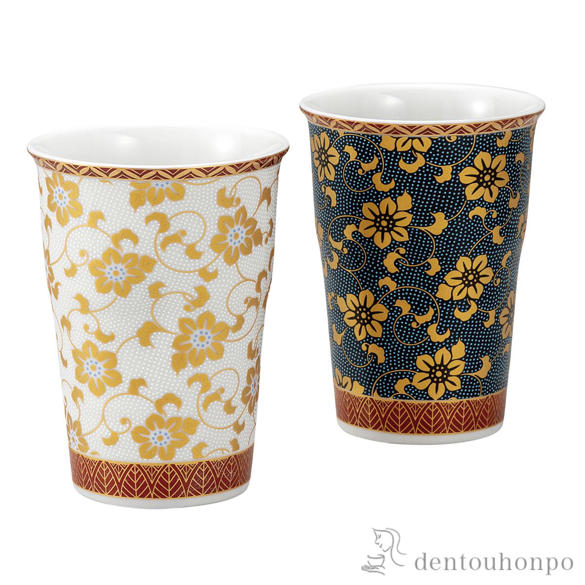 【送料無料】ペアフリーカップ 鉄仙文≪在庫確認後、通常即日で出荷≫ ( 焼酎グラス ビアカップ ビールグラス フリーカップ グラス 九谷焼 )