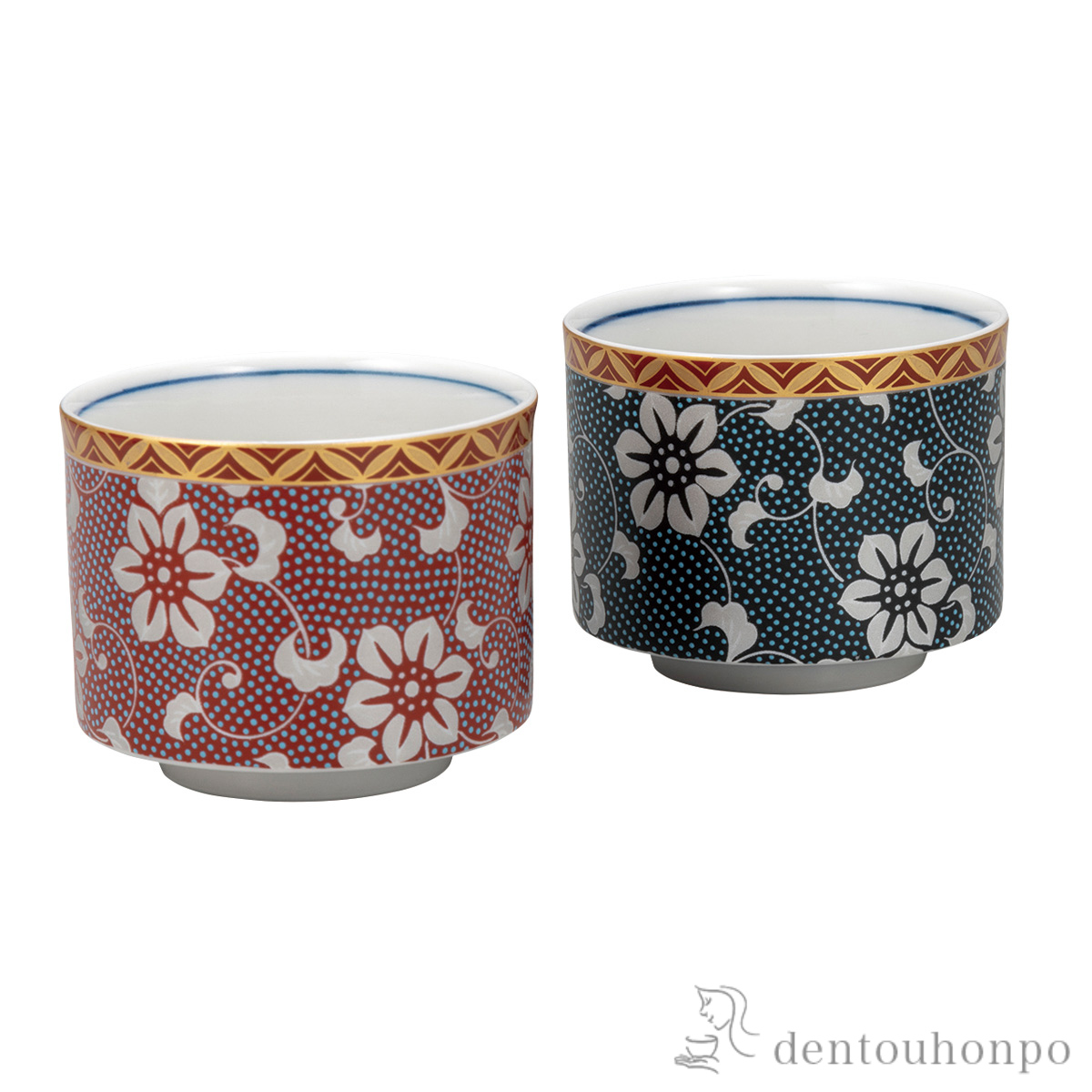 組盃 鉄仙紋≪在庫確認後、通常即日で出荷≫ ( ぐいのみ 盃 酒器 猪口 日本酒 九谷焼 )