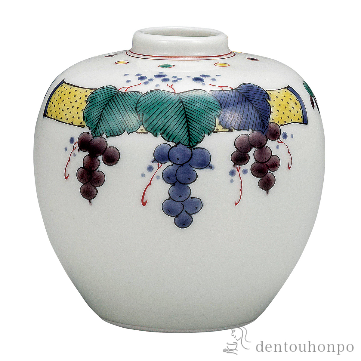 【送料無料】一輪生 色絵ぶどう文 3号≪在庫確認後、通常即日で出荷≫ ( 木札名入れ有料 ガラス フラワーベース 花器 一輪挿し おすすめ 九谷焼 )