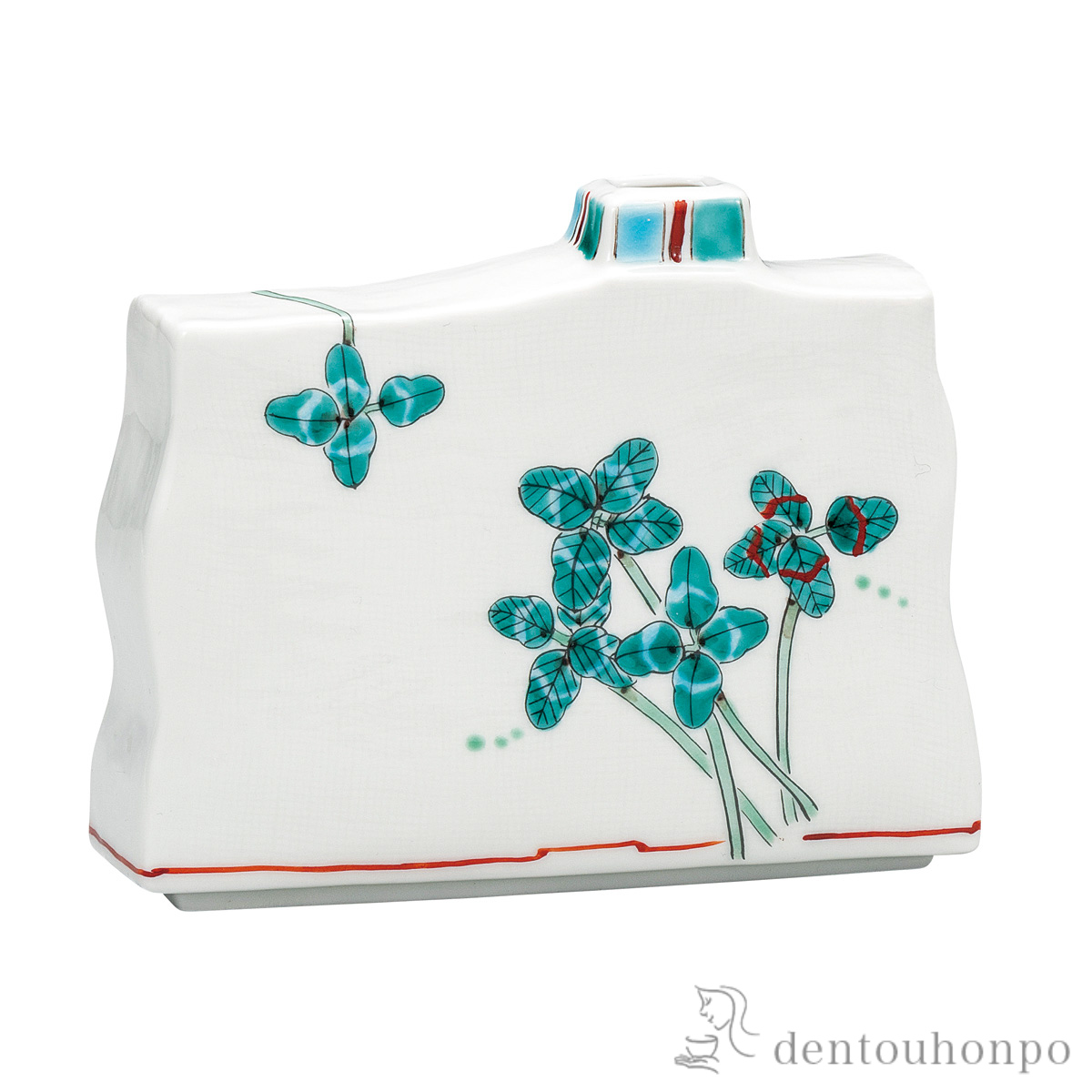 【送料無料】一輪生 クローバー 5号≪在庫確認後、通常即日で出荷≫ ( 木札名入れ有料 ガラス フラワーベース 花器 一輪挿し おすすめ 九谷焼 )