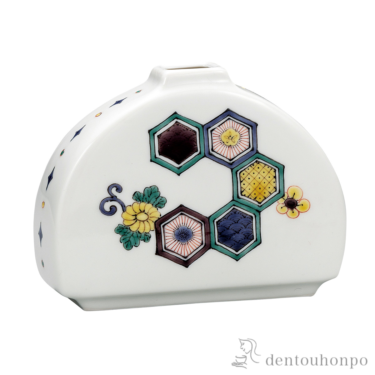 【送料無料】一輪生 亀甲文 5号≪在庫確認後、通常即日で出荷≫ ( 木札名入れ有料 ガラス フラワーベース 花器 一輪挿し おすすめ 九谷焼 )