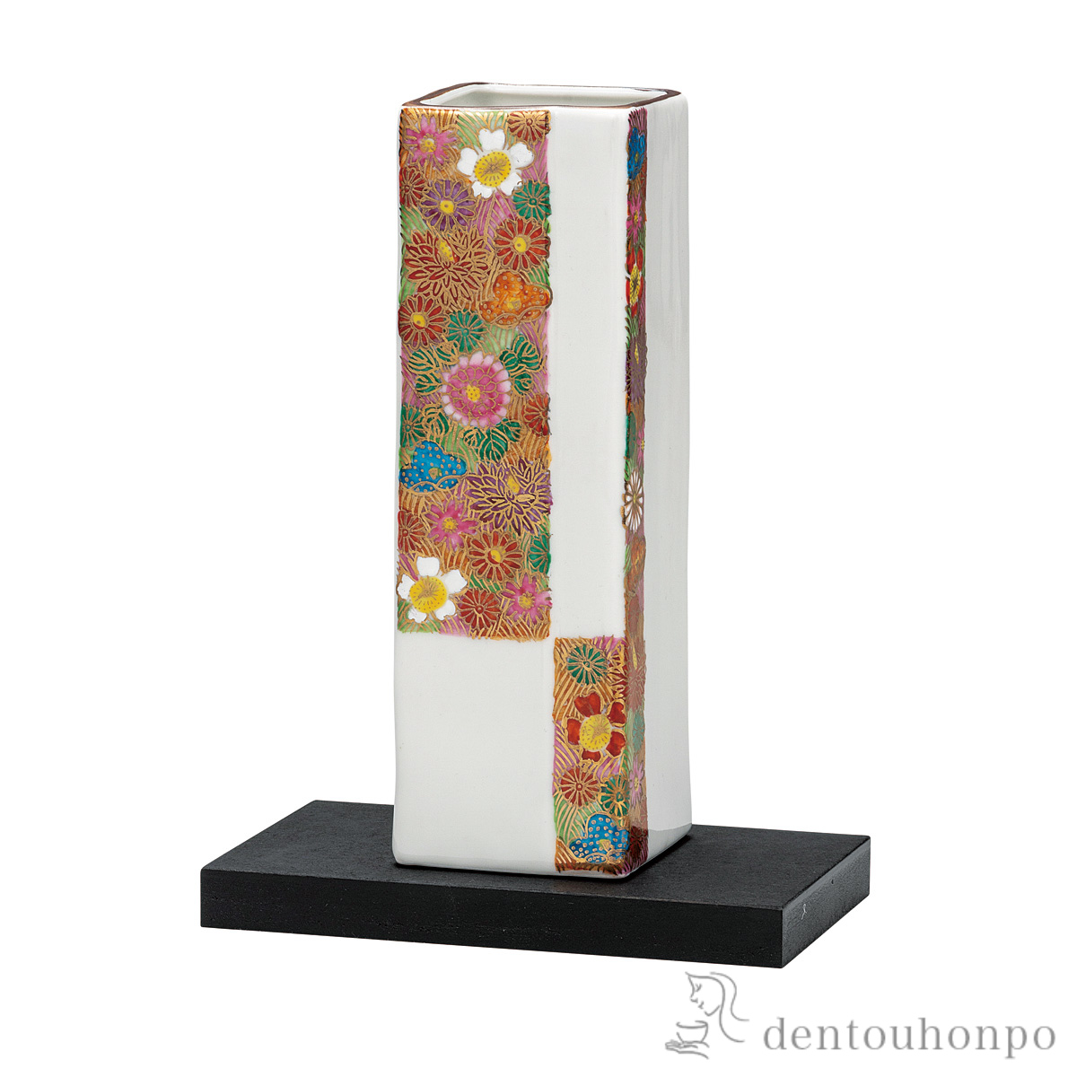 花瓶 金花詰 6号 台付≪在庫確認後、通常即日で出荷≫ ( 木札名入れ有料 ガラス フラワーベース 花器 一輪挿し おすすめ 九谷焼 )