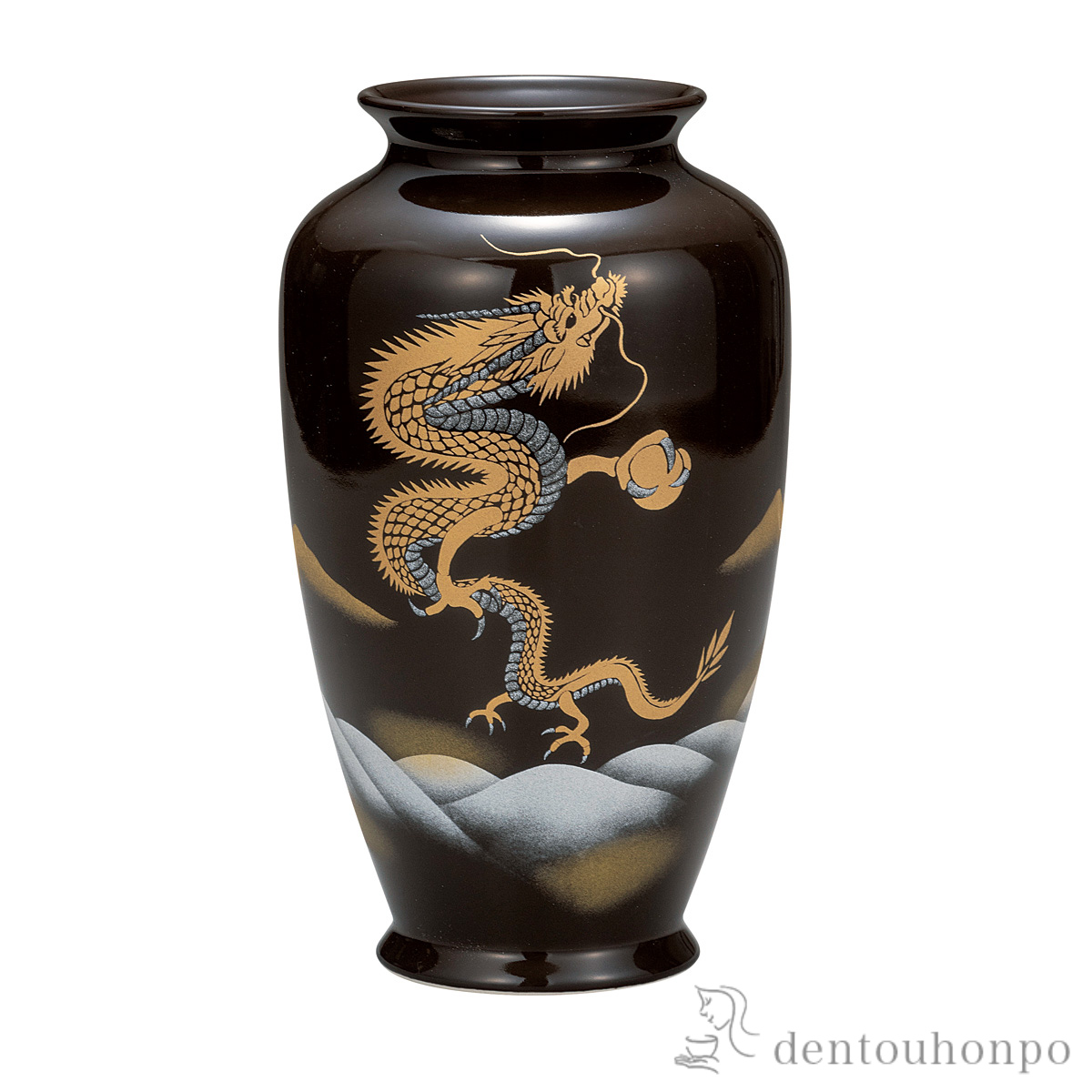 花瓶 昇り龍 8号≪在庫確認後、通常即日で出荷≫ ( 木札名入れ有料 ガラス フラワーベース 花器 一輪挿し おすすめ 九谷焼 )