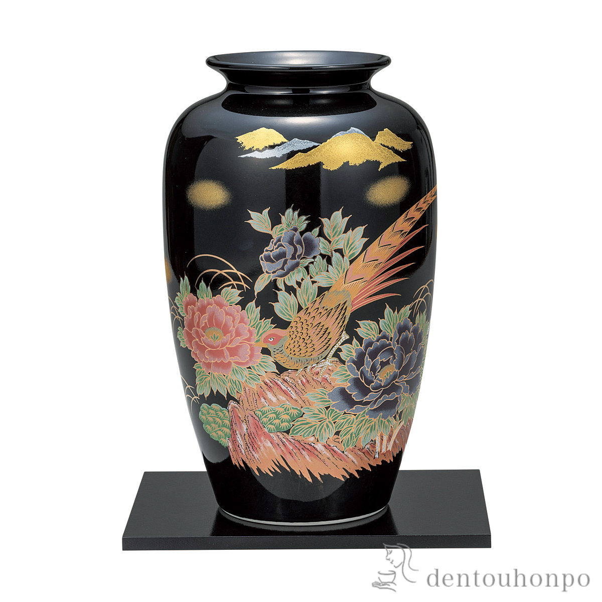 【送料無料】花瓶 牡丹金雉 10号 台付≪在庫確認後、通常即日で出荷≫ ( 木札名入れ有料 ガラス フラワーベース 花器 一輪挿し おすすめ 九谷焼 )