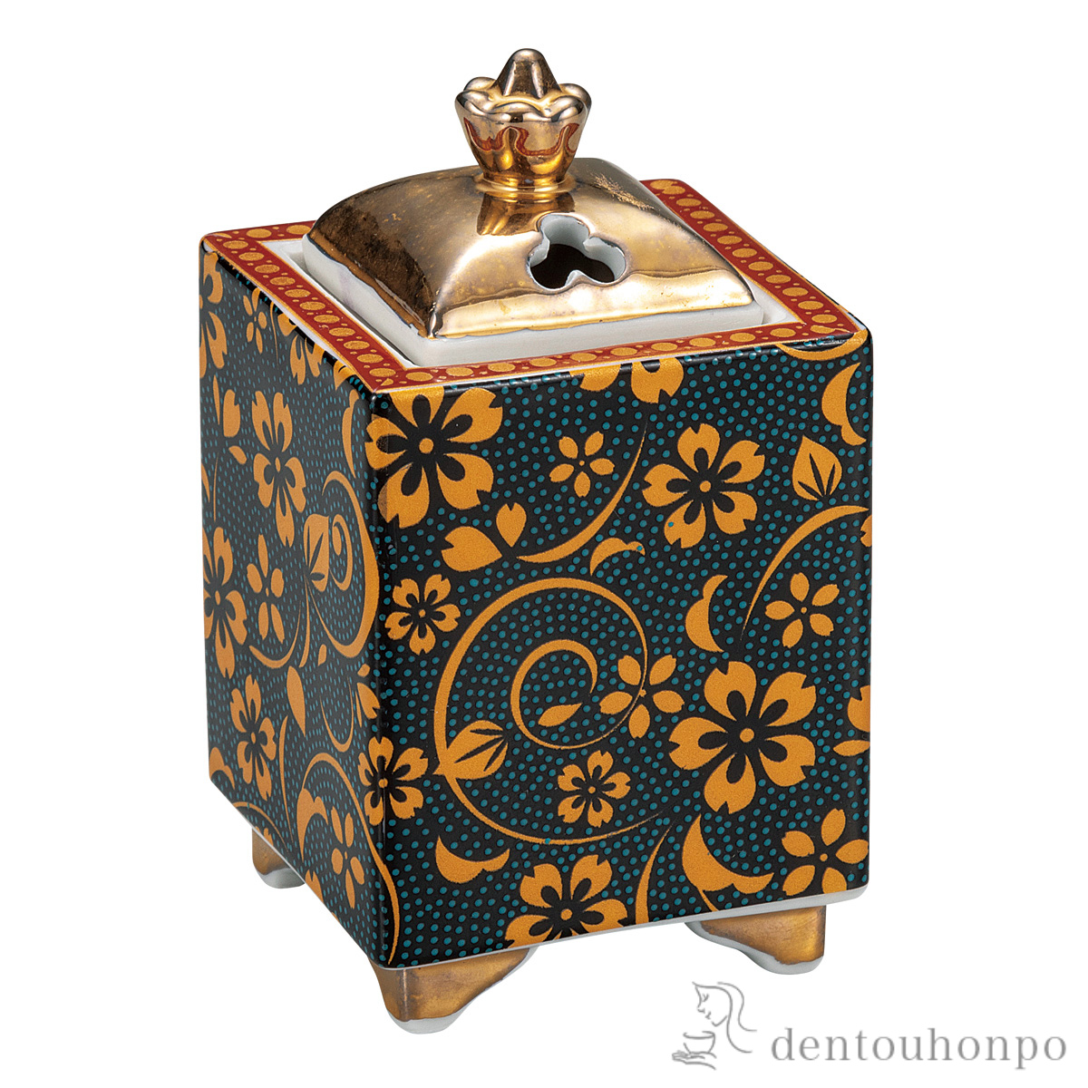 【送料無料】豆香炉 青粒桜 3.2号≪在庫確認後、通常即日で出荷≫ ( お香 線香 リラックス 仏具 人気 九谷焼 )