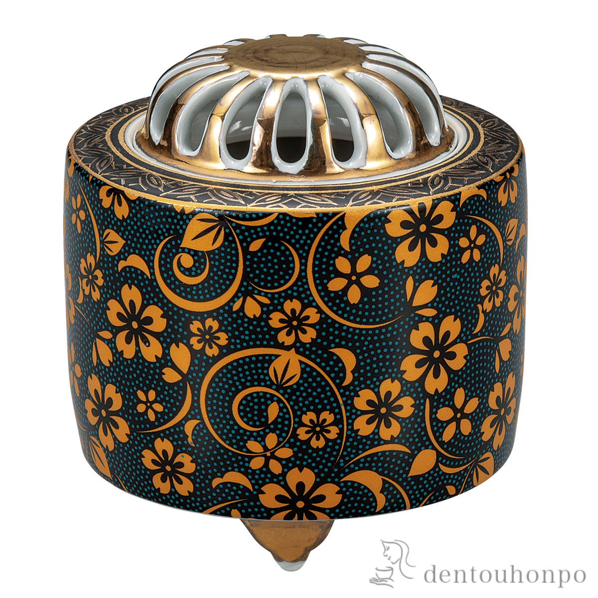 【送料無料】香炉 青粒桜 3.2号≪在庫確認後、通常即日で出荷≫ ( お香 線香 リラックス 仏具 人気 九谷焼 )