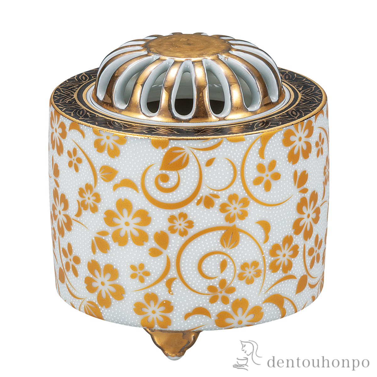 【送料無料】香炉 白粒桜 3.2号≪在庫確認後、通常即日で出荷≫ ( お香 線香 リラックス 仏具 人気 九谷焼 )