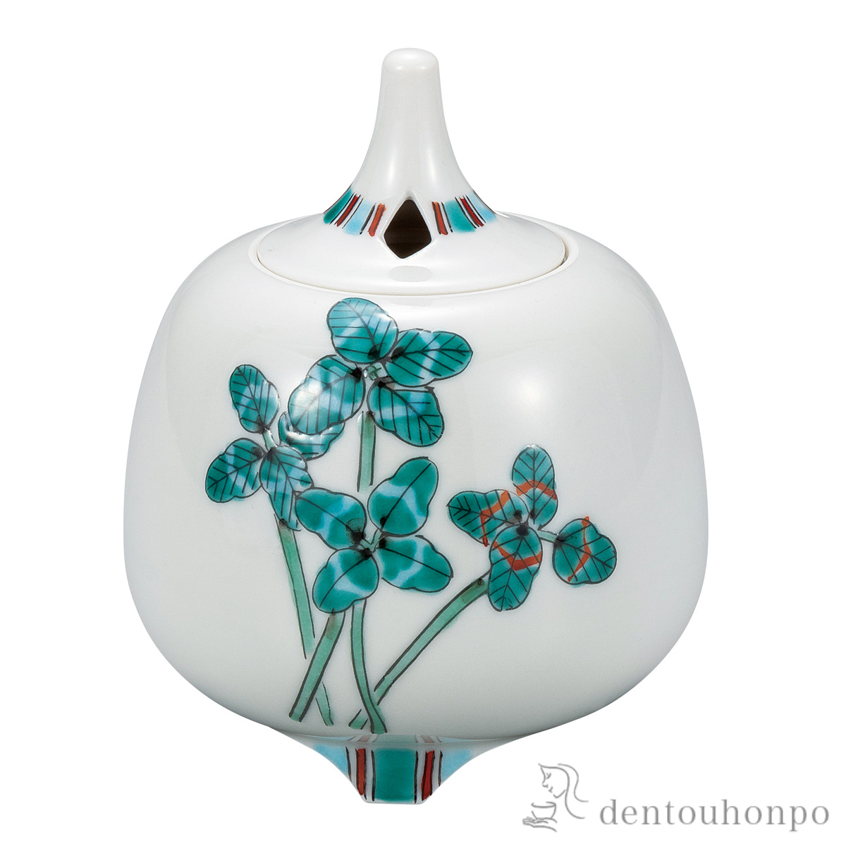 【送料無料】香炉 クローバー 3.8号≪在庫確認後、通常即日で出荷≫ ( お香 線香 リラックス 仏具 人気 九谷焼 )