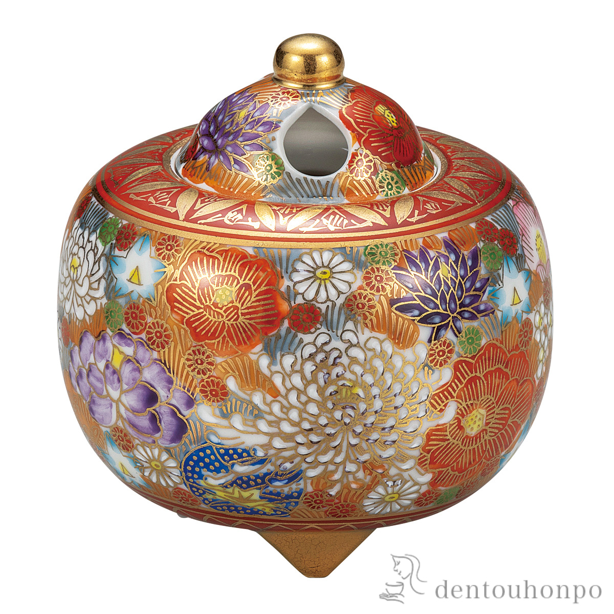 【送料無料】香炉 金花詰 3.5号≪在庫確認後、通常即日で出荷≫ ( お香 線香 リラックス 仏具 人気 九谷焼 )