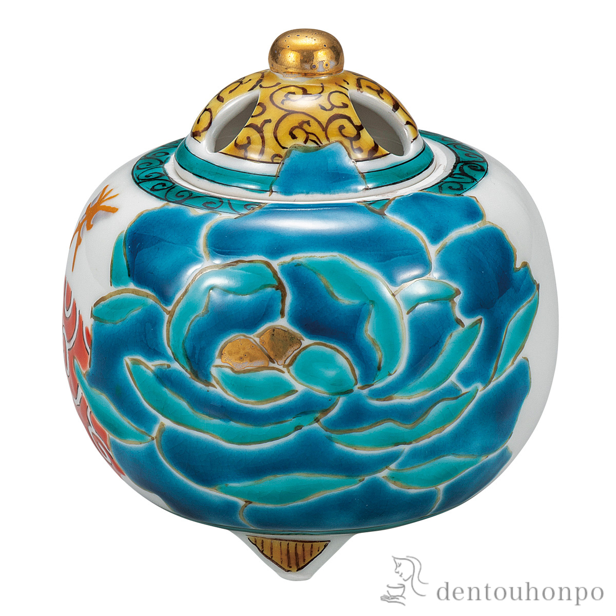 【送料無料】香炉 青牡丹 3.2号≪在庫確認後、通常即日で出荷≫ ( お香 線香 リラックス 仏具 人気 九谷焼 )