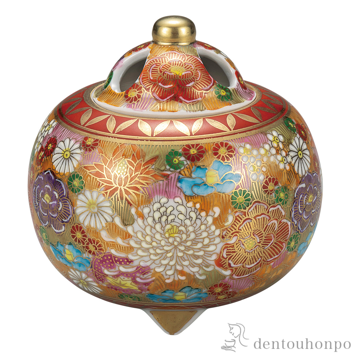 【送料無料】香炉 金花詰 4号≪在庫確認後、通常即日で出荷≫ ( お香 線香 リラックス 仏具 人気 九谷焼 )