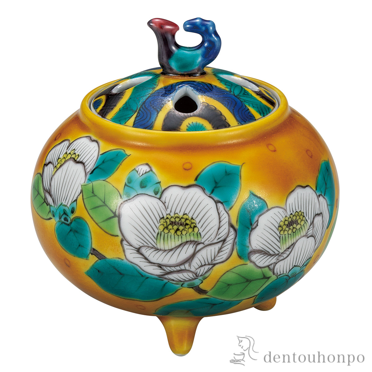 【送料無料】香炉 吉田屋椿 4号≪在庫確認後、通常即日で出荷≫ ( お香 線香 リラックス 仏具 人気 九谷焼 )