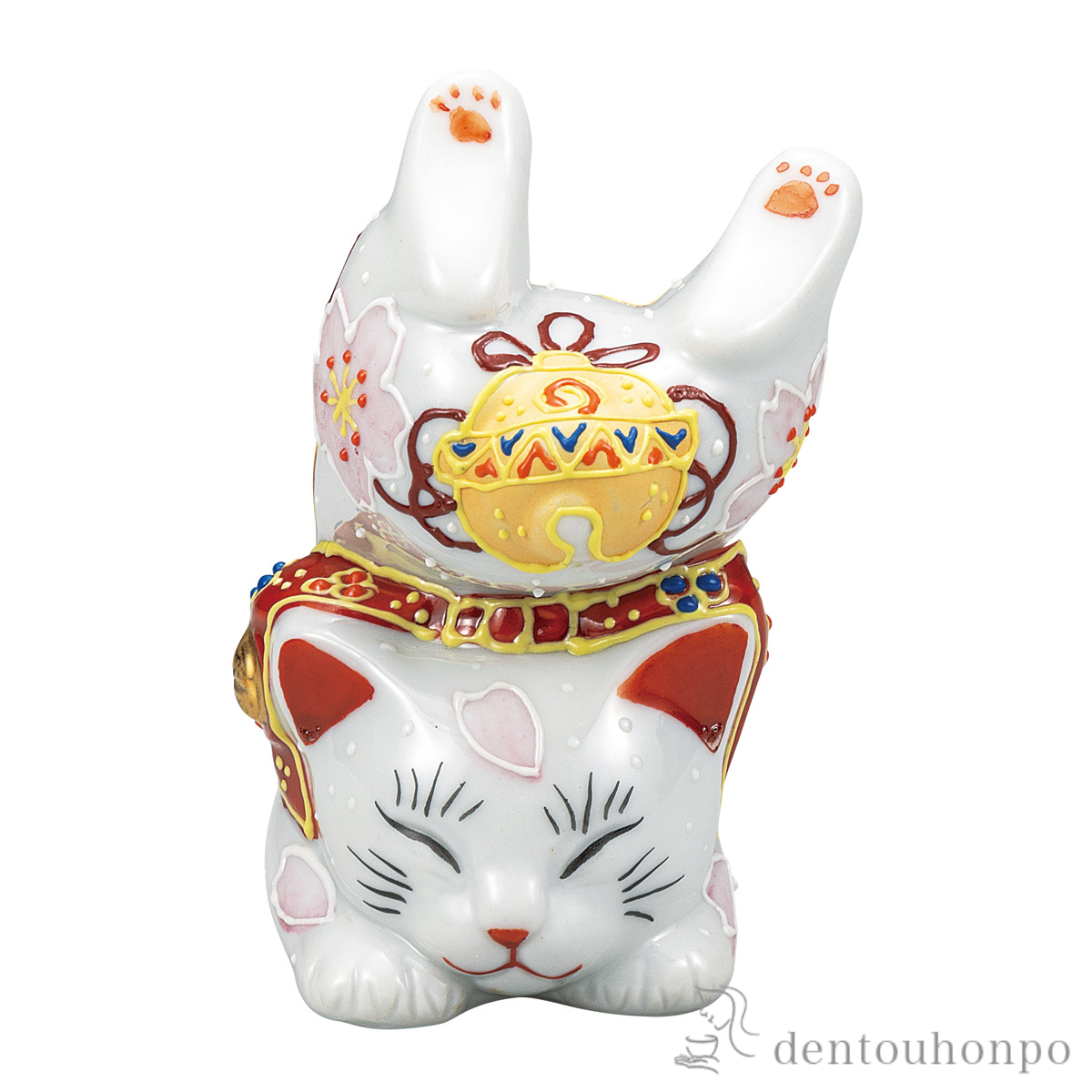 逆立ち猫 福鈴 3号≪在庫確認後、通常即日で出荷≫ ( 置物 幸運 開運 まねきねこ 風水 九谷焼 )