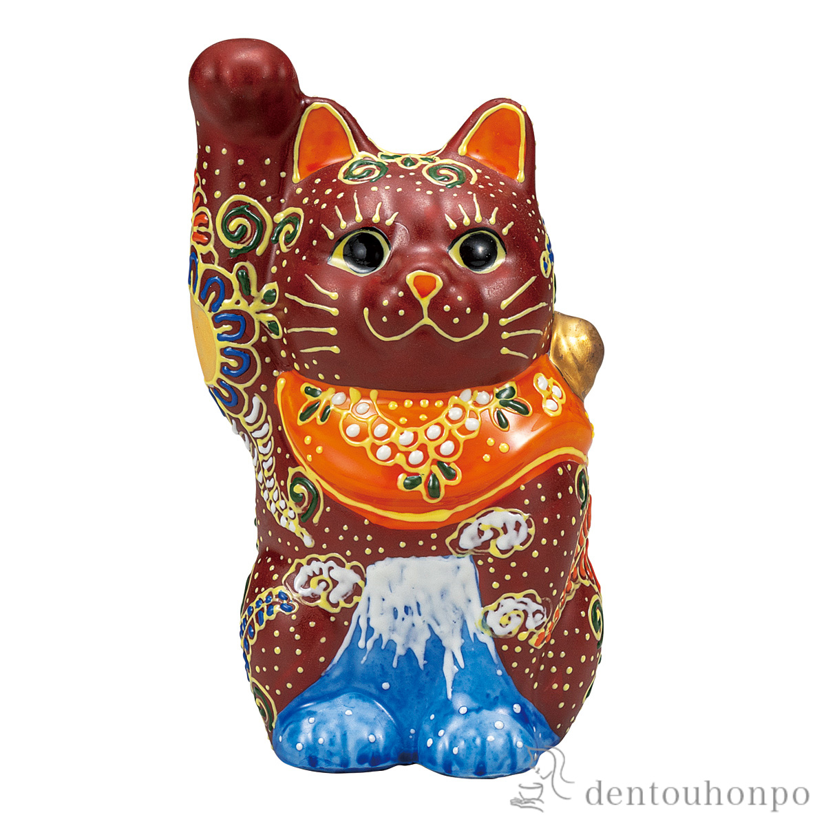 【送料無料】招き猫 富士 4号≪在庫確認後、通常即日で出荷≫ ( 置物 幸運 開運 まねきねこ 風水 九谷焼 )