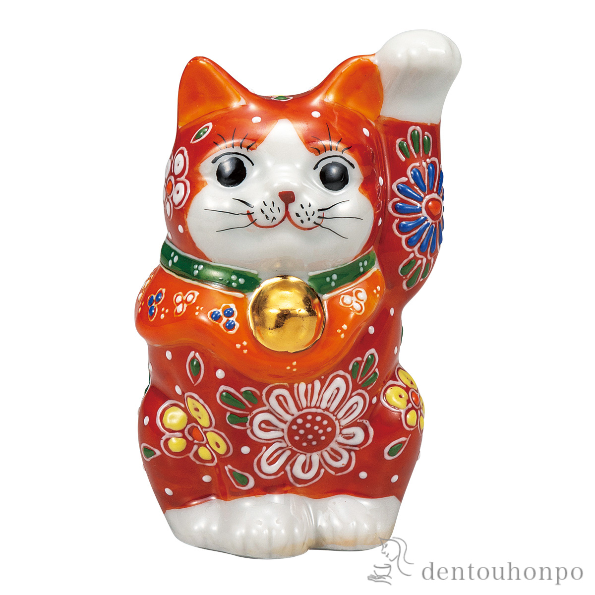 【送料無料】招き猫 赤盛 3.3号≪在庫確認後、通常即日で出荷≫ ( 置物 幸運 開運 まねきねこ 風水 九谷焼 )