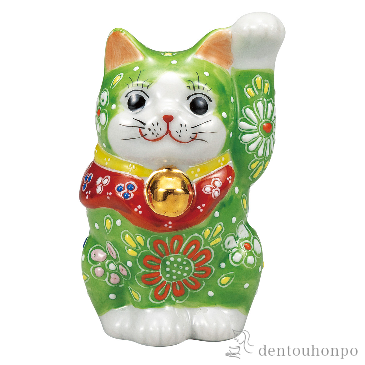 【送料無料】招き猫 ひわ盛 3.3号≪在庫確認後、通常即日で出荷≫ ( 置物 幸運 開運 まねきねこ 風水 九谷焼 )